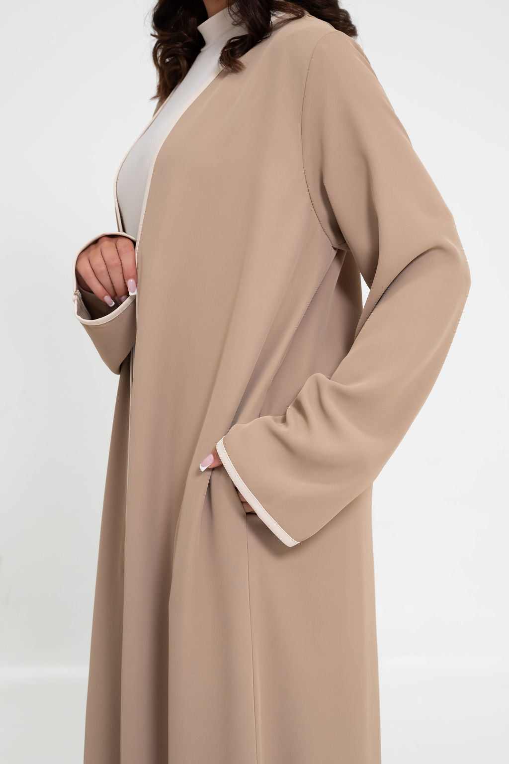 Aya Contrast Abaya - Hazel