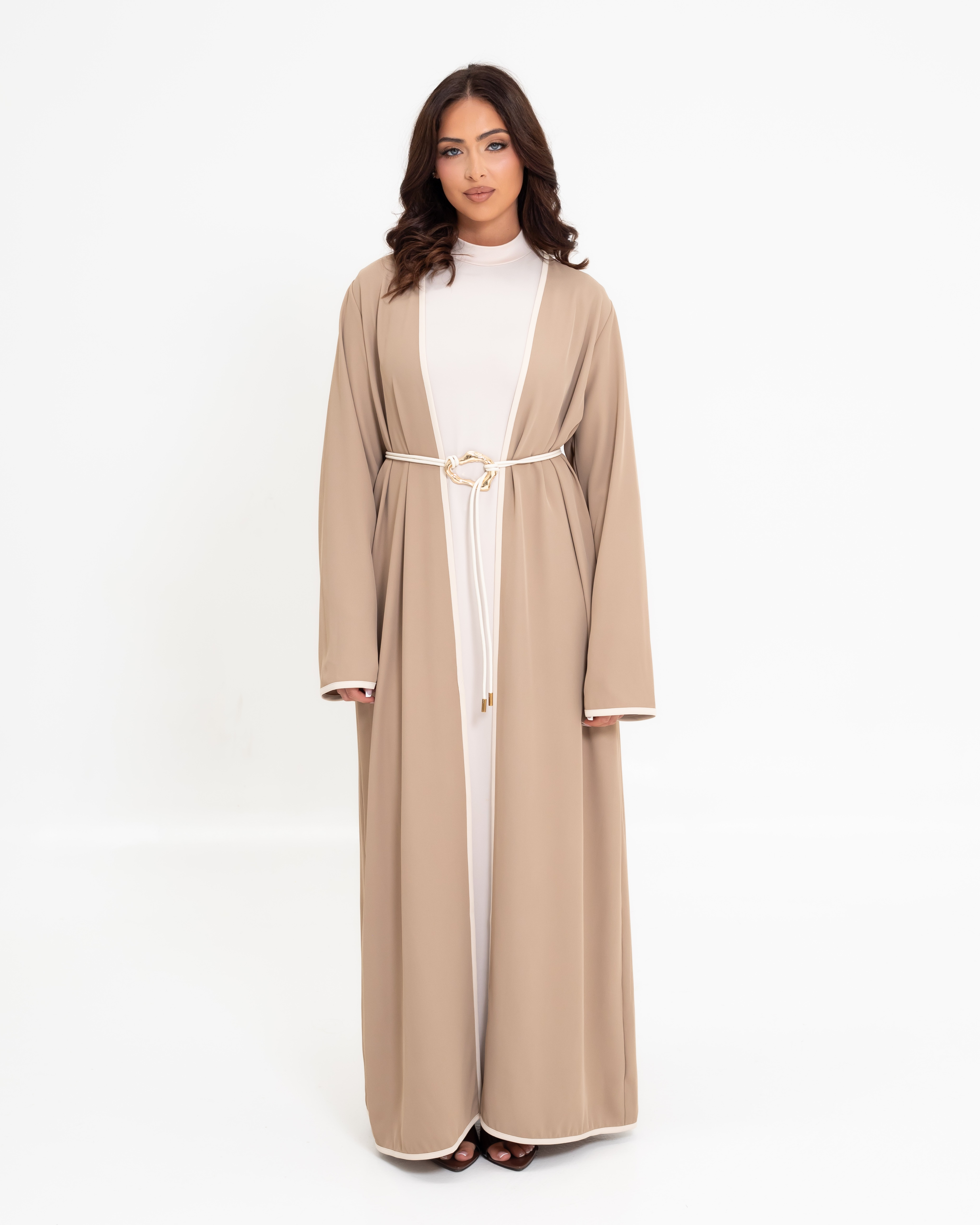 Aya Contrast Abaya - Hazel