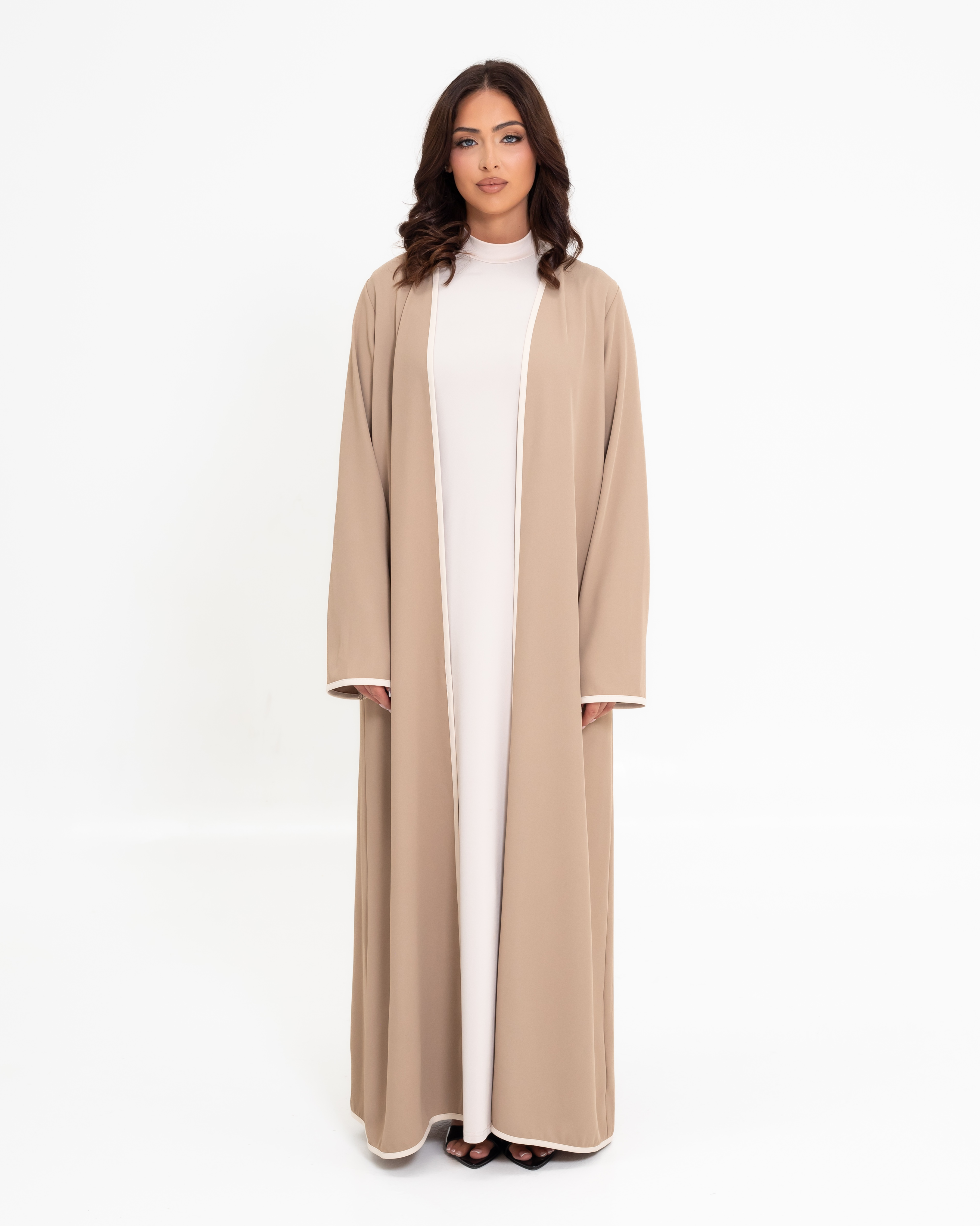 Aya Contrast Abaya - Hazel