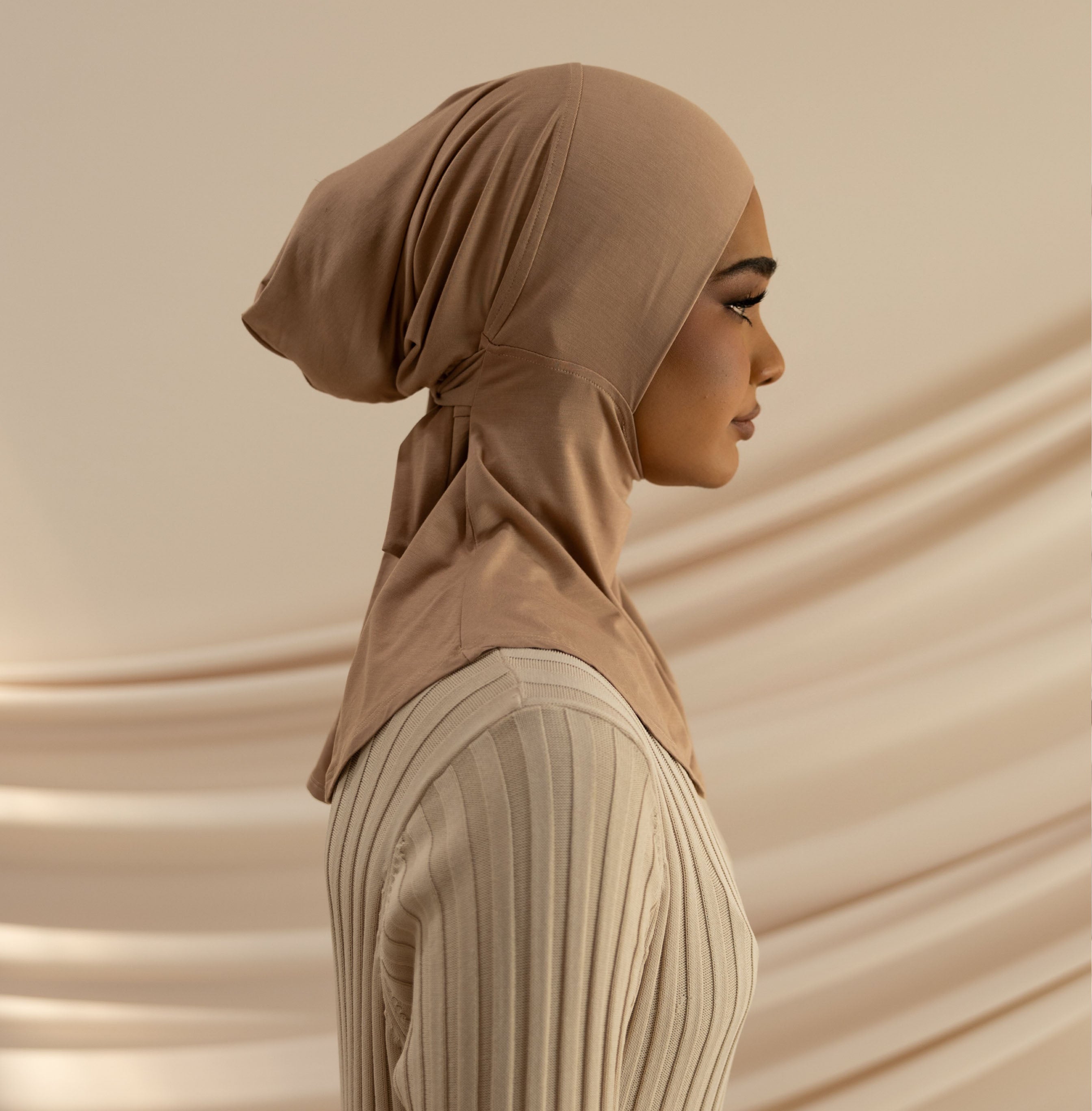 MODAL TAN ninja cap hijab set