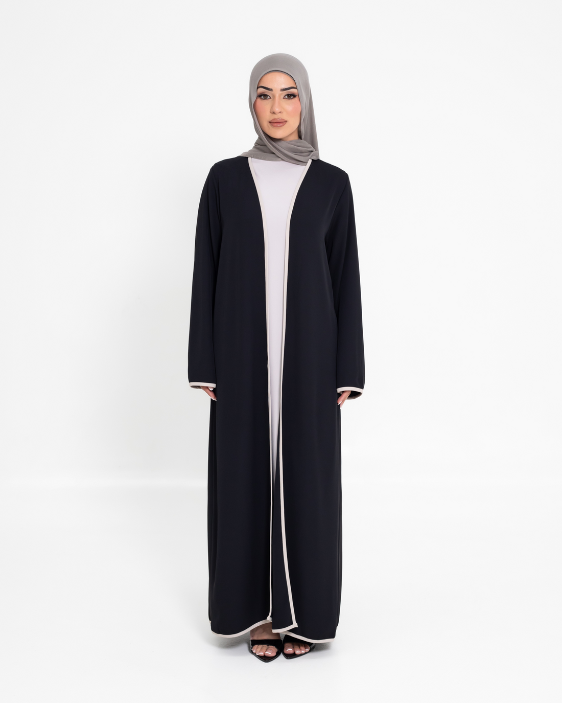Aya Contrast Abaya - Midnight