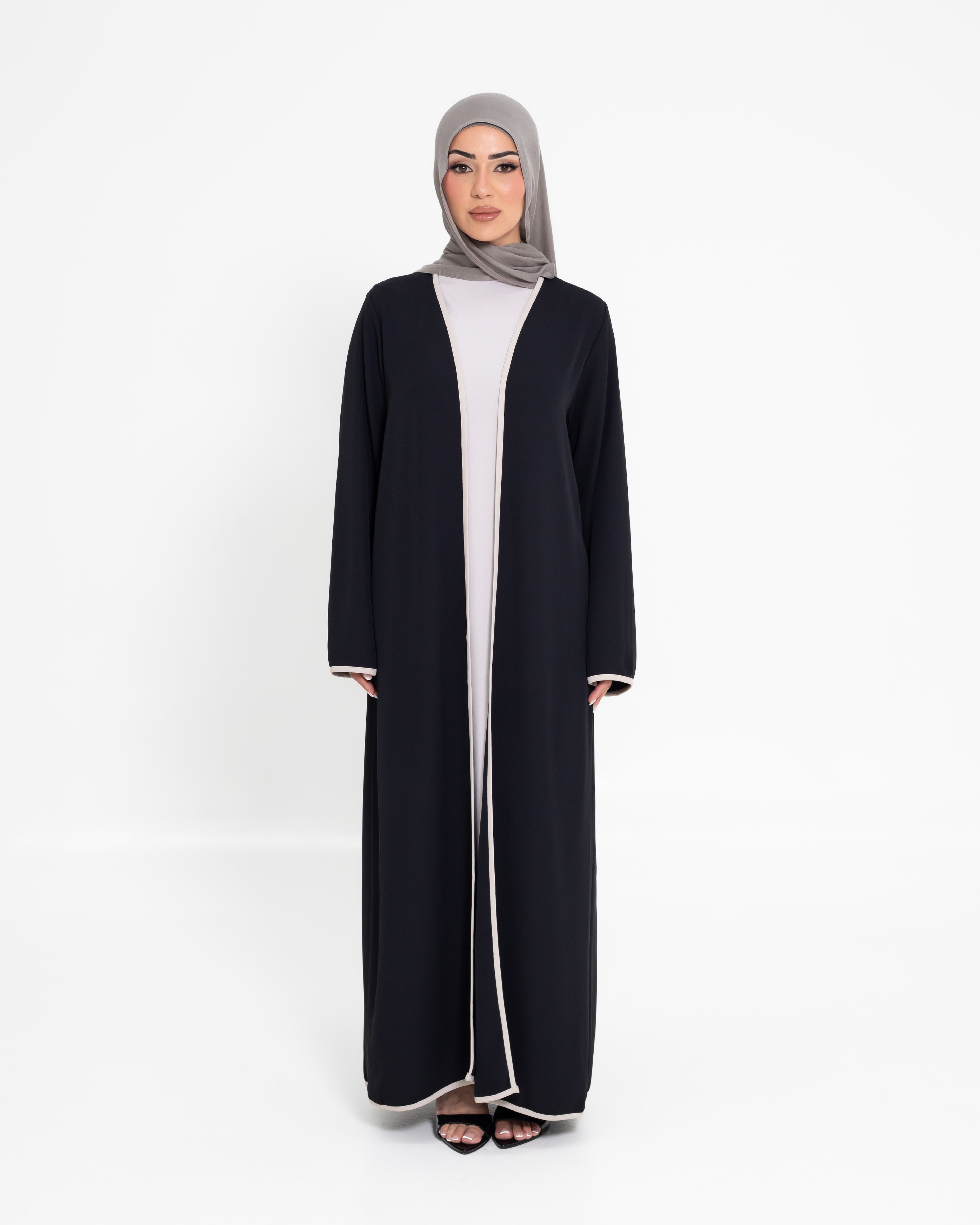 Aya Contrast Abaya - Midnight