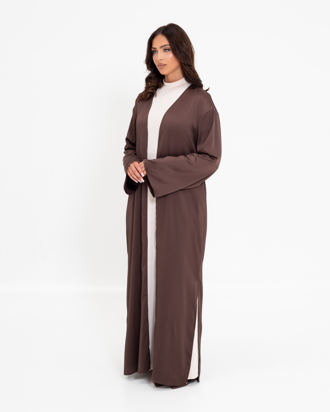 Aria Split Abaya - Chocolate