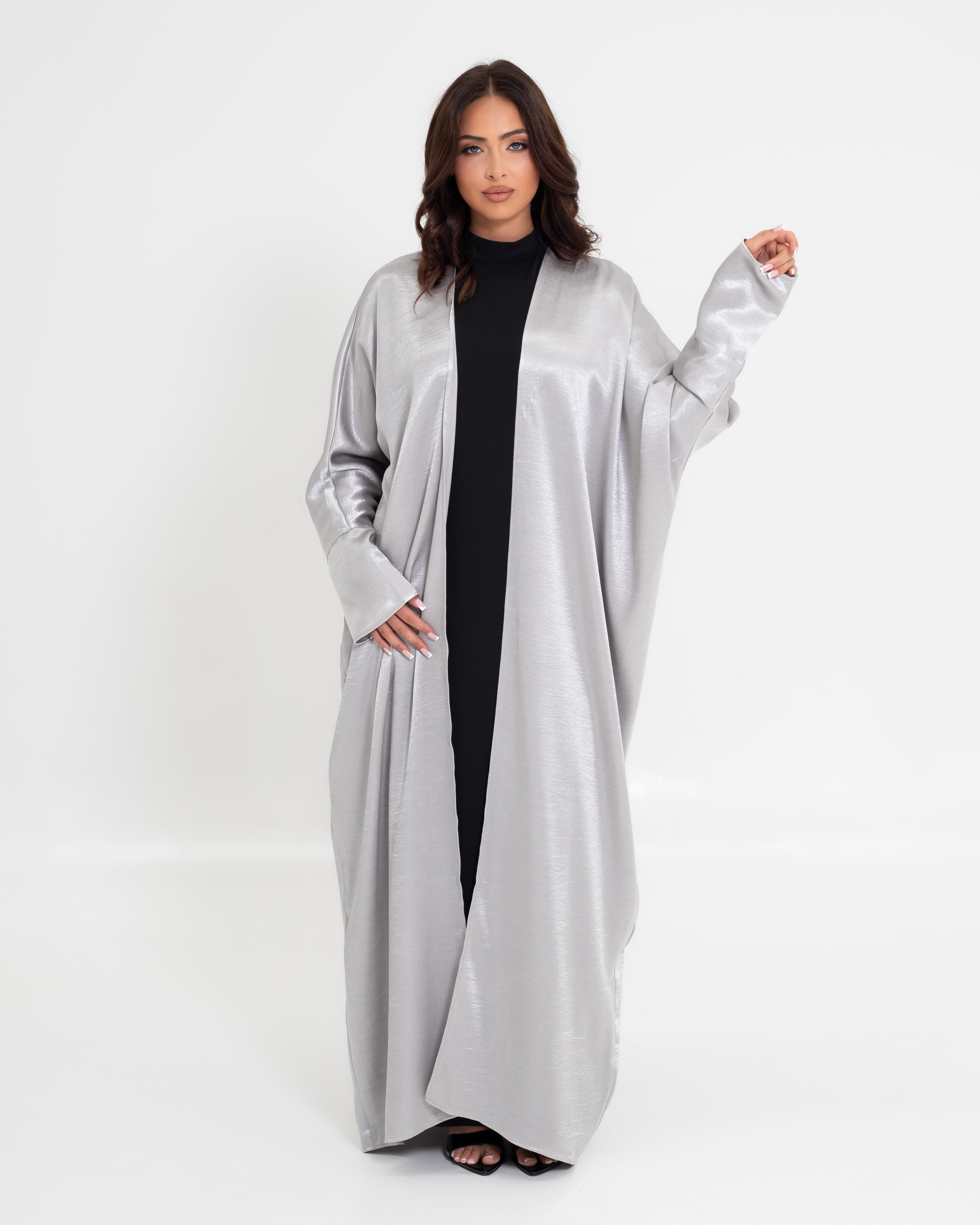 Alma Batwing Abaya - Soft Steel