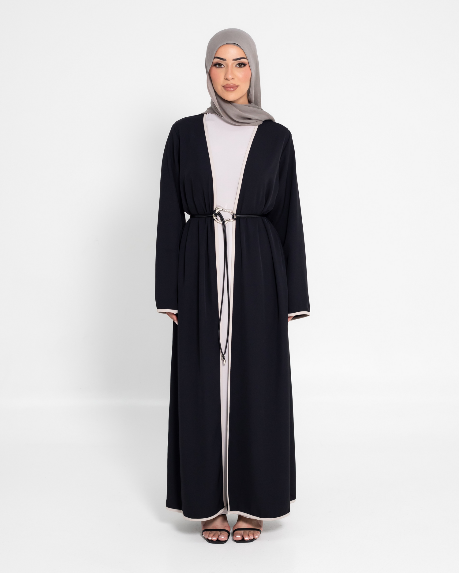 Aya Contrast Abaya - Midnight