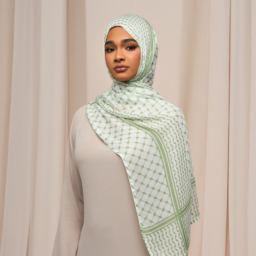 GREEN KEFFIYEH printed hijab