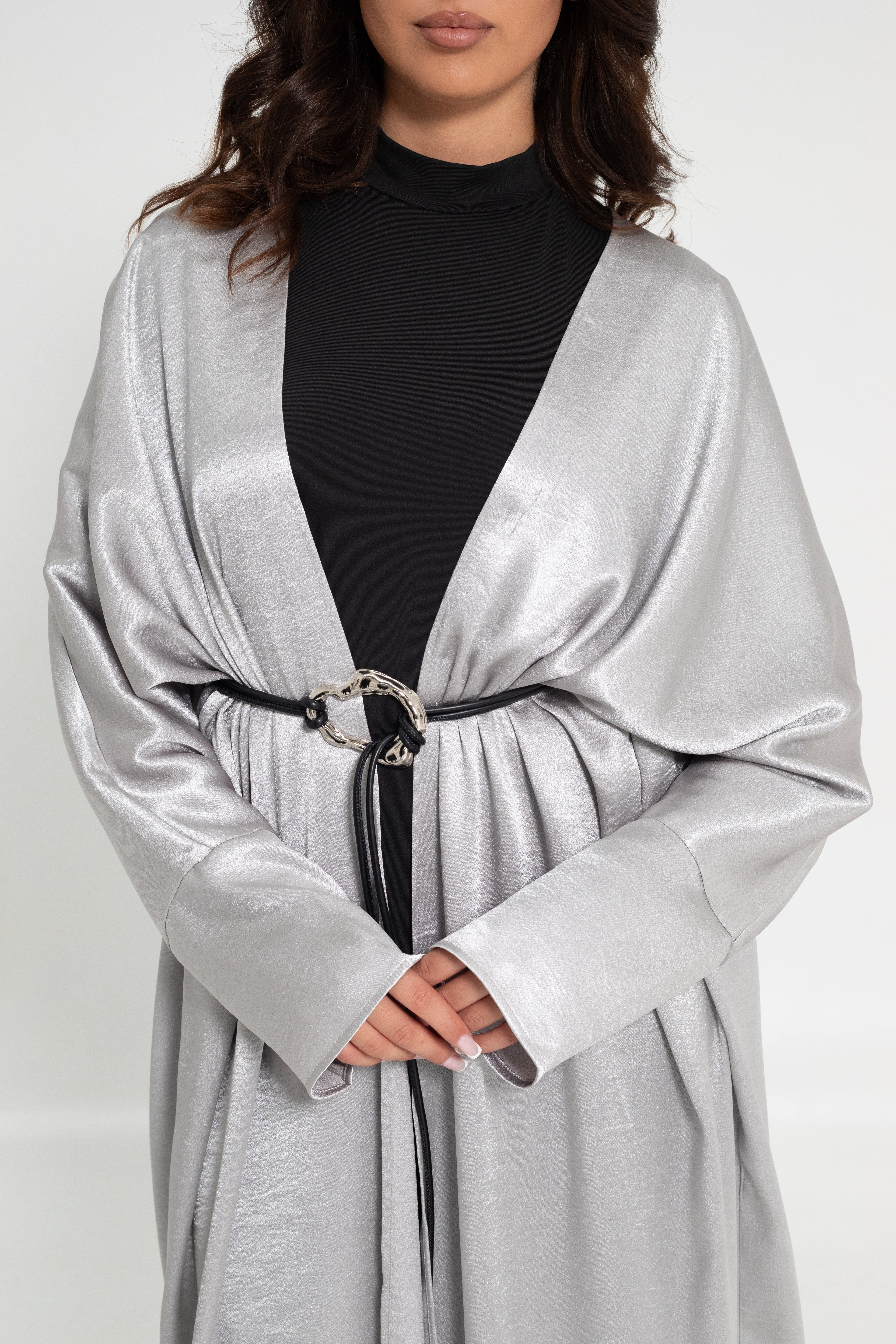 Alma Batwing Abaya - Soft Steel