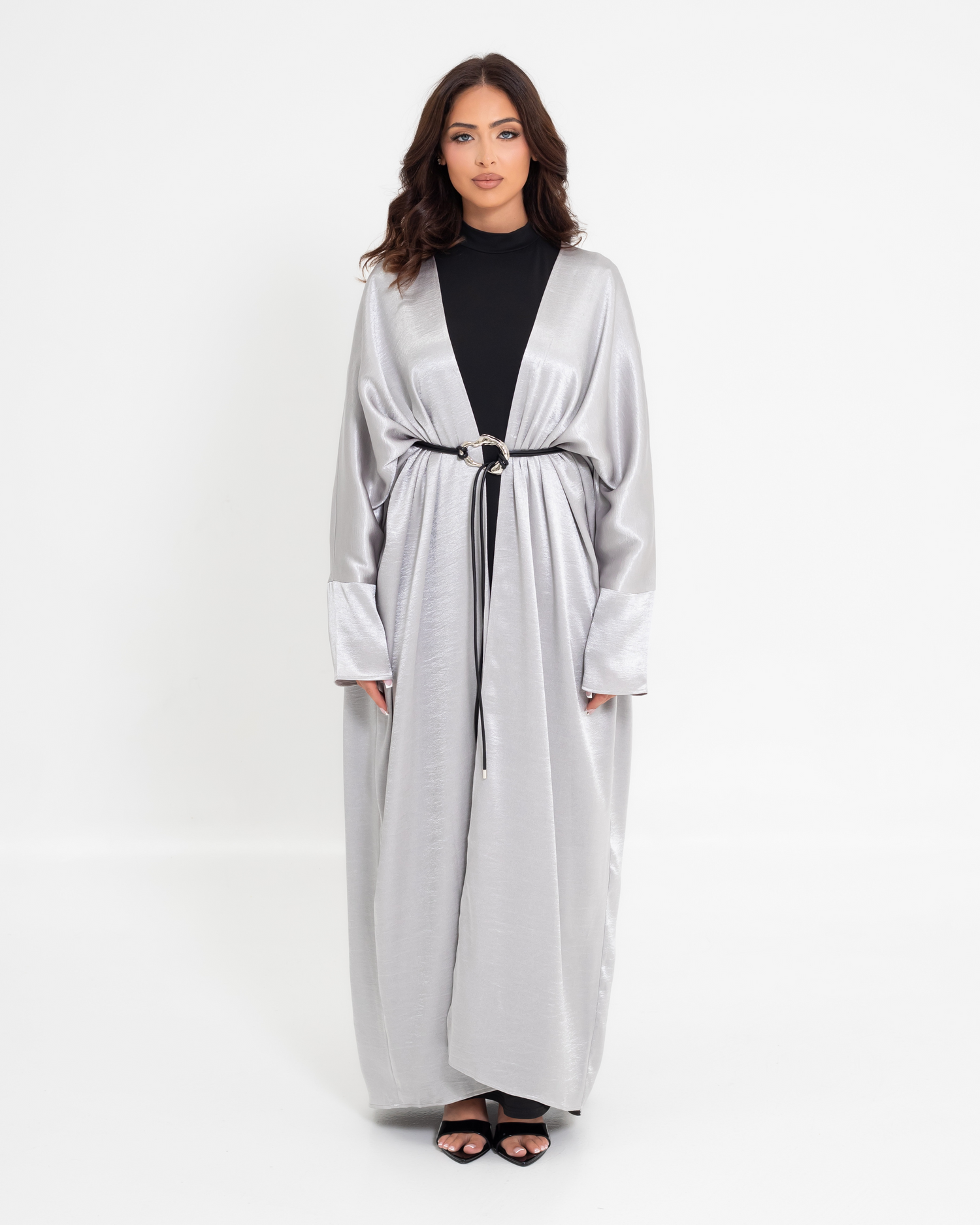 Alma Batwing Abaya - Soft Steel