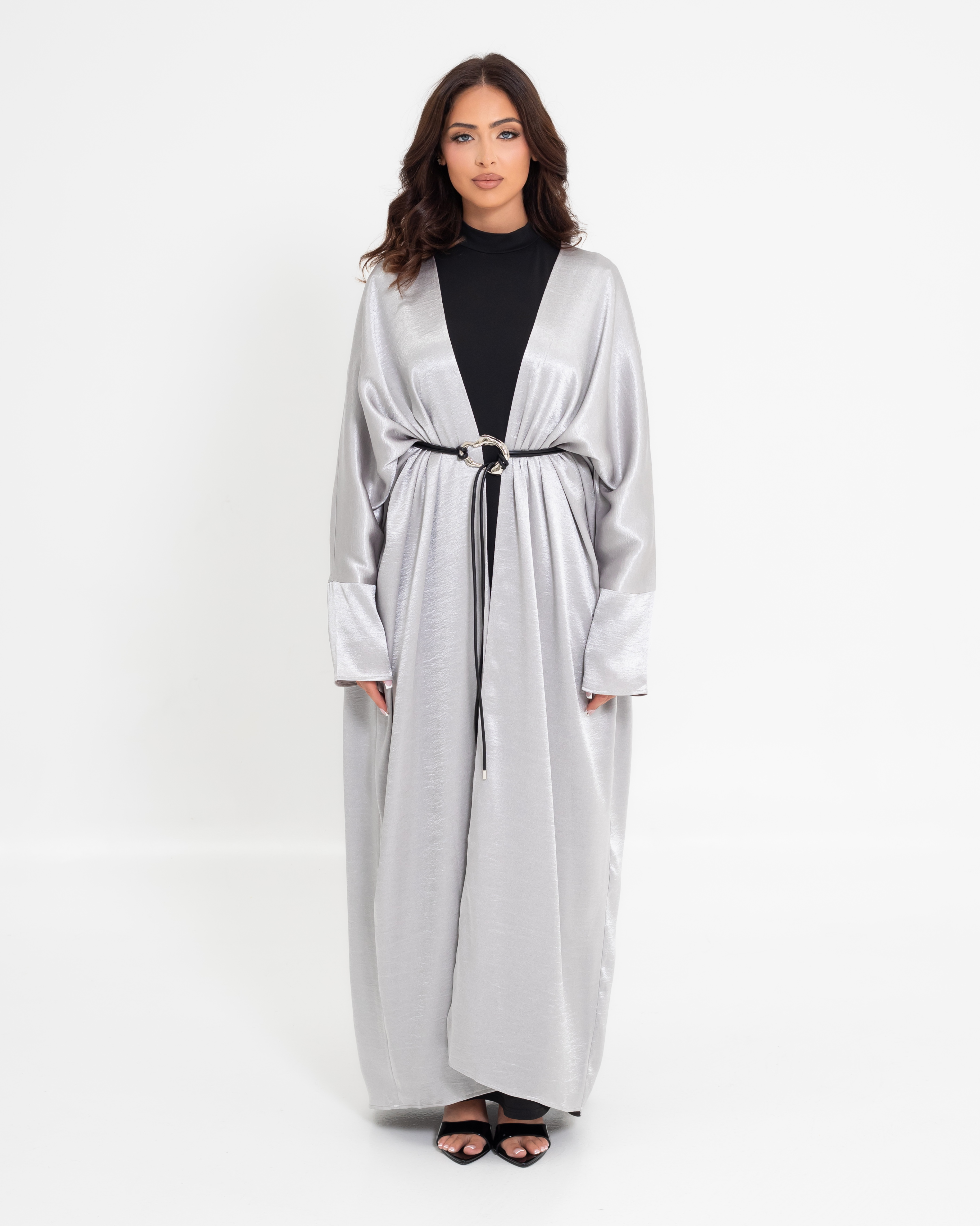 Alma Batwing Abaya - Soft Steel