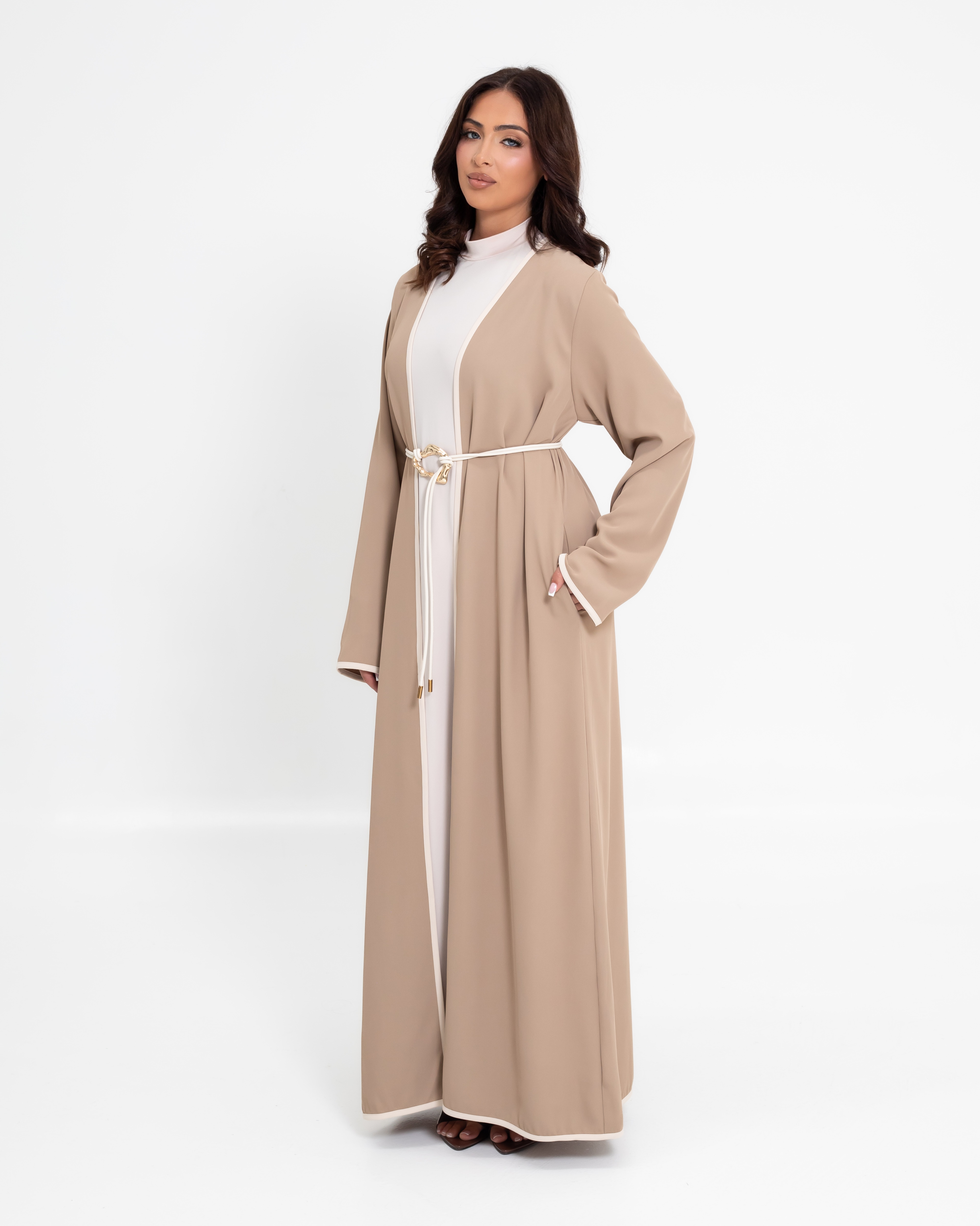 Aya Contrast Abaya - Hazel