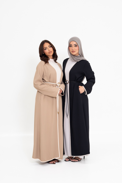 Aya Contrast Abaya - Hazel